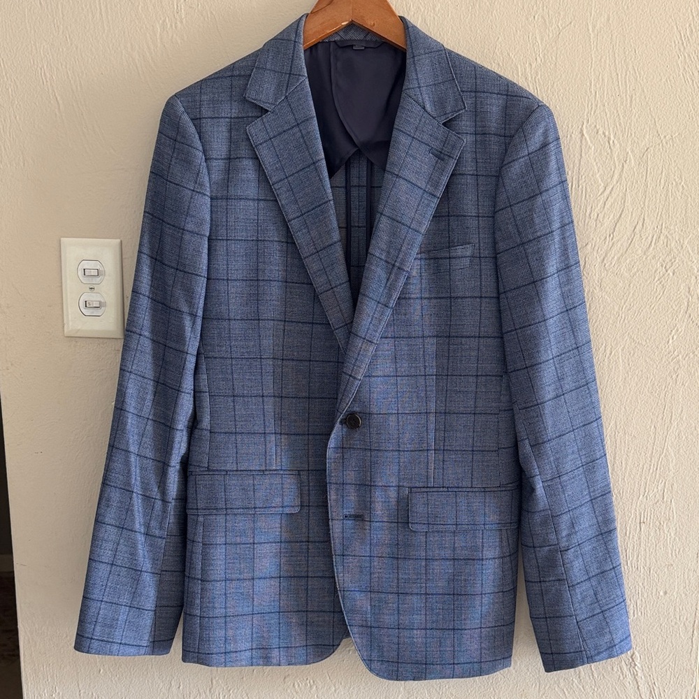 Bonobos Blue Windowpane Slim Fit  Blazer BNWOT 38R